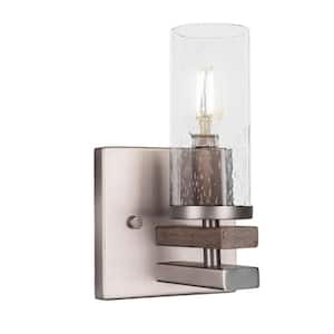 Paris 1-Light Graphite and Painted Distressed Wood-look Metal Wall Sconce