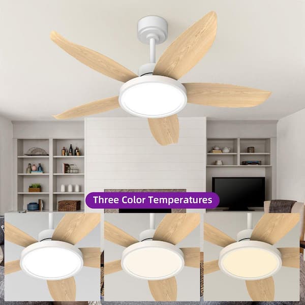 OLUZO 42 in. Dimmable LED Indoor/Outdoor White Ceiling Fan with