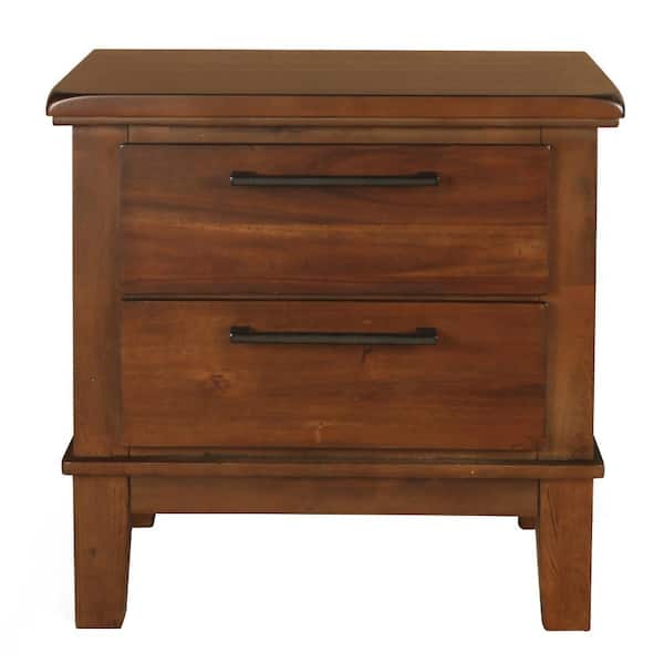 Benjara Brown 2-Drawers Wooden 28 in. W Nightstand