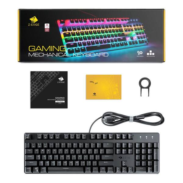Etokfoks 104 Keys USB Wired Mechanical Gaming Keyboard with Rainbow RGB LED Backlit
