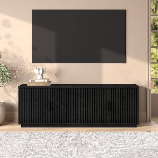 Meyer&Cross Mero 68 in. Black Grain TV Stand Fits TV's up to 75 in