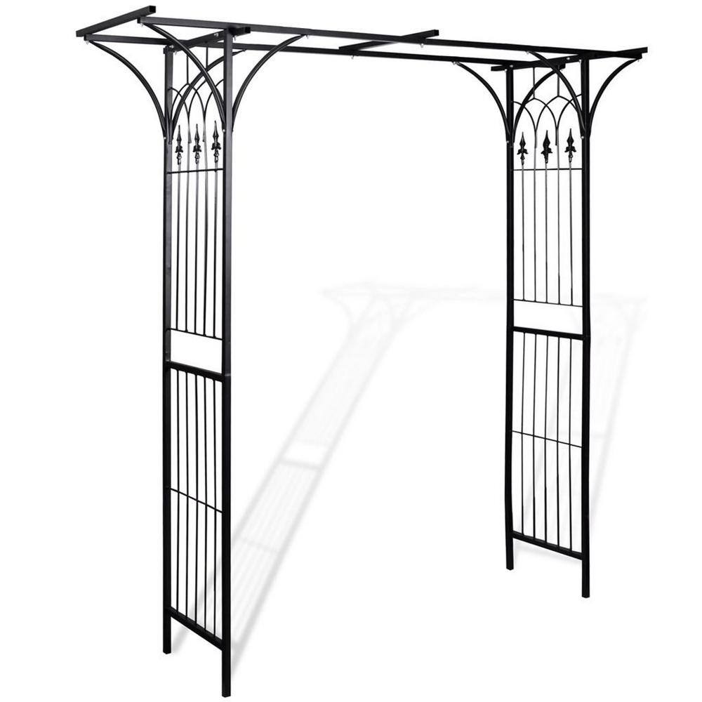 Afoxsos 78.7 in. W x 20.5 in. D x 80.3 in. Black Metal Garden Arch ...