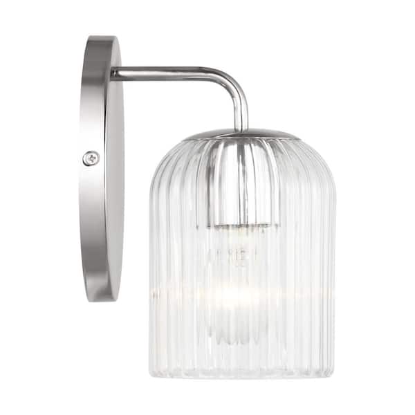 Generation Lighting - Eisele 5 in. W x 8 in. H 1-Light Chrome Dimmable Wall Sconce with No Bulb Included