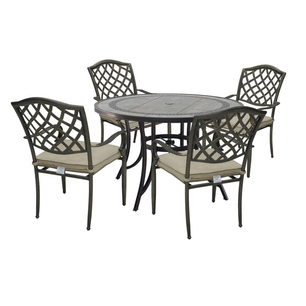 CASAINC Cast Aluminum 5Piece Outdoor Patio Dining Set with Ceramic
