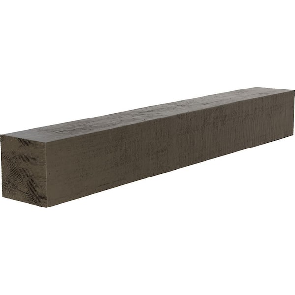 Ekena Millwork 4 in. x 4 in. x 7 ft. Rough Cedar Faux Wood Beam Fireplace Mantel in Burnished Honey Dew