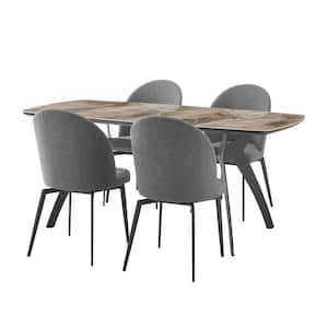 Andes and Sunny 5-Piece Gray Fabric Rectangular Dining Set