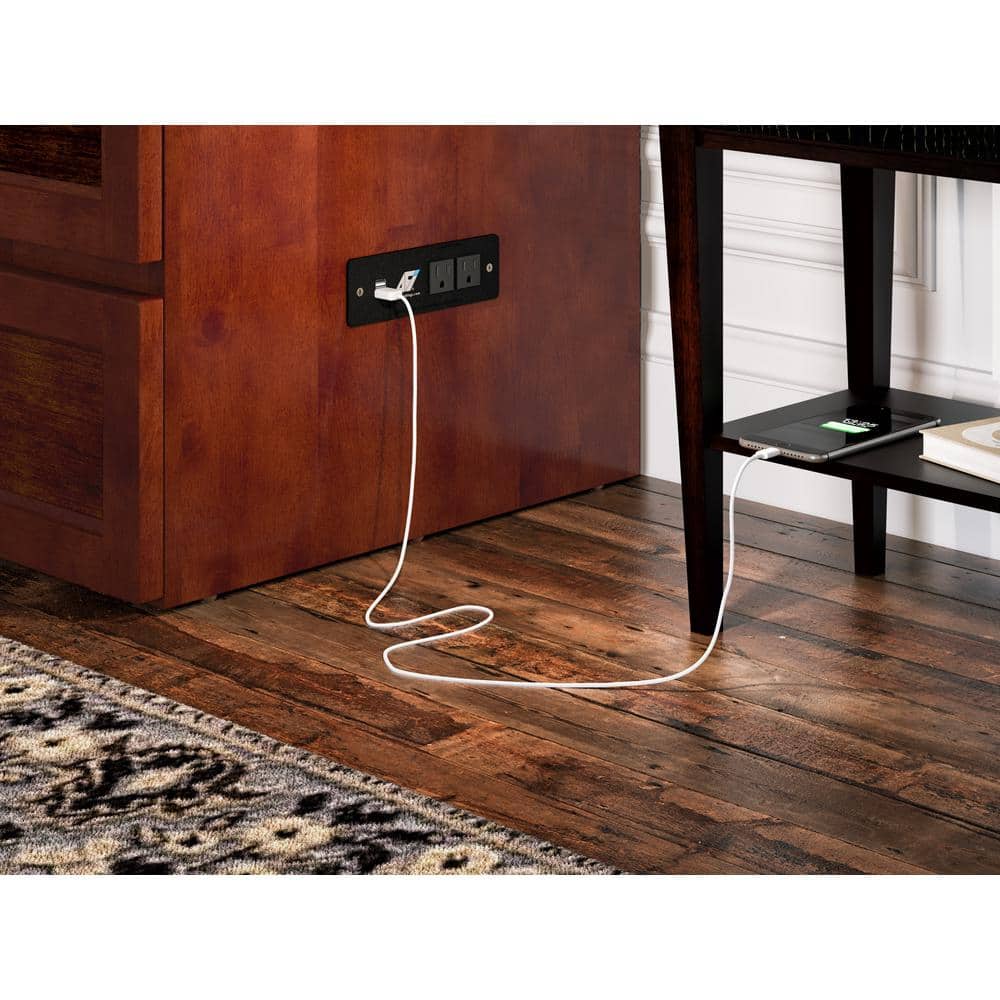Northfield Walnut Queen Murphy Bed Chest with Built-in Charger and Memory Foam Mattress