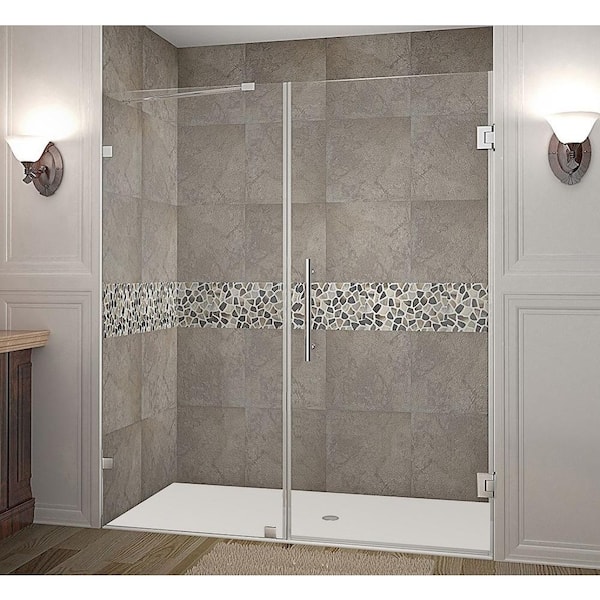 Aston Nautis 69 in. x 72 in. Completely Frameless Hinged Shower Door in Chrome