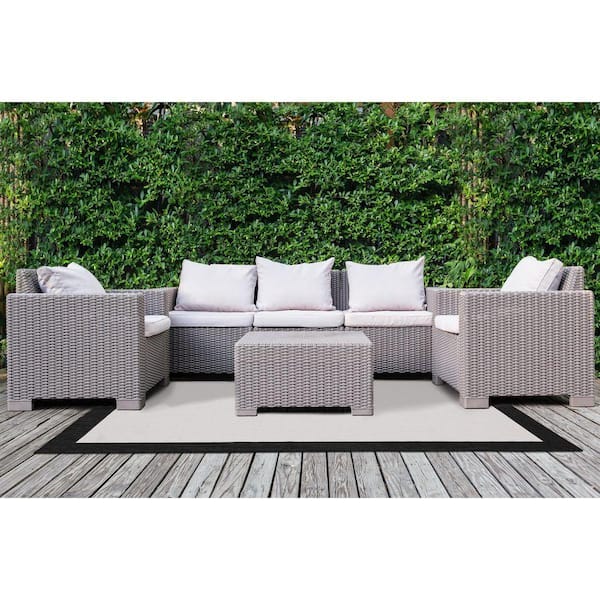 Zyana Collections 7 ft. x 10 ft. Black Border Indoor Area Rug