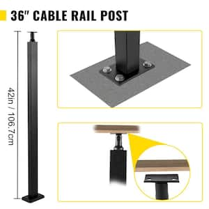 Deck Railing 42 in. x 1.97 in. x 1.97 in. Cable Railing Post without Hole Stainless Stair Handrail with Mounting Bracket