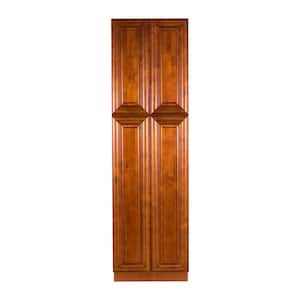 Cambridge Assembled 24 in. x 84 in. x 24 in. Tall Pantry with 4 Doors in Chestnut