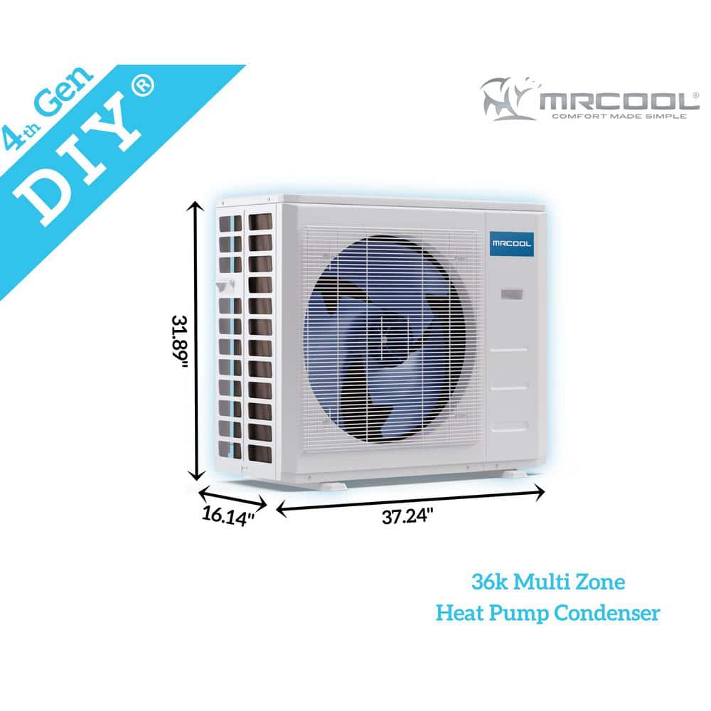 36k BTU White Multi-Zone Ductless Heat Pump System with Remotes