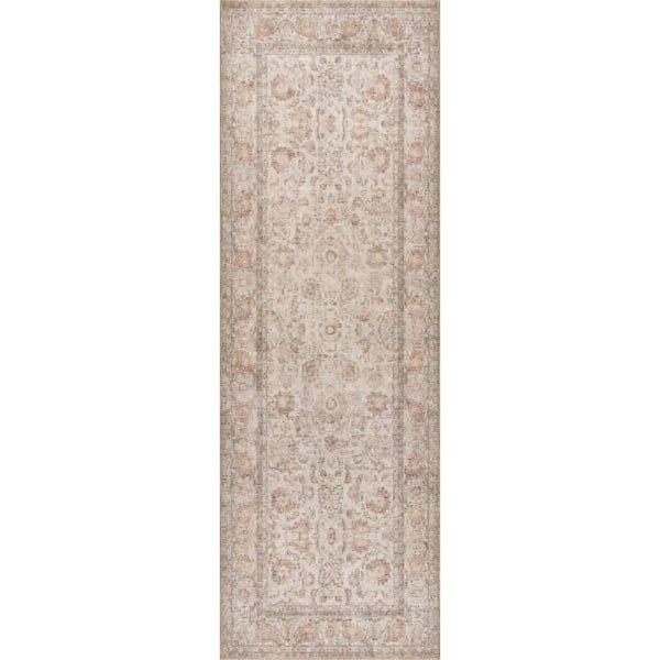 2 ft. 8 in. x 8 ft. Glenette Light Brown Hillstone Collection Traditional Vintage Medallion Runner Rug