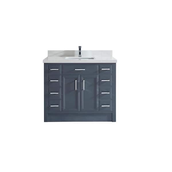 Studio Bathe Calais 42 in. W x 22 in. D Vanity in Pepper Gray with Solid  Surface Vanity Top CALAIS 42 PEPPER-SOLID SURFACE - The Home Depot