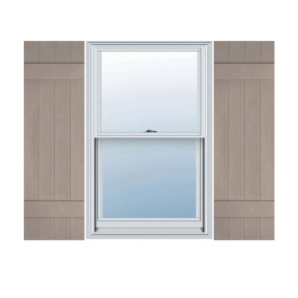 Ekena Millwork 14 in. x 44 in. Lifetime Vinyl Custom Four Board Joined Board and Batten Shutters Pair Clay