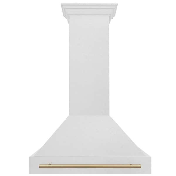 Autograph Edition 36 in. Satin Stainless Steel Wall Mount Range Hood with Champagne Bronze Handle