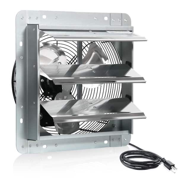 12 in. Aluminum Shutter Exhaust Fan with Electric Powered Cord Kit, 1800 CFM, Wall Mounted