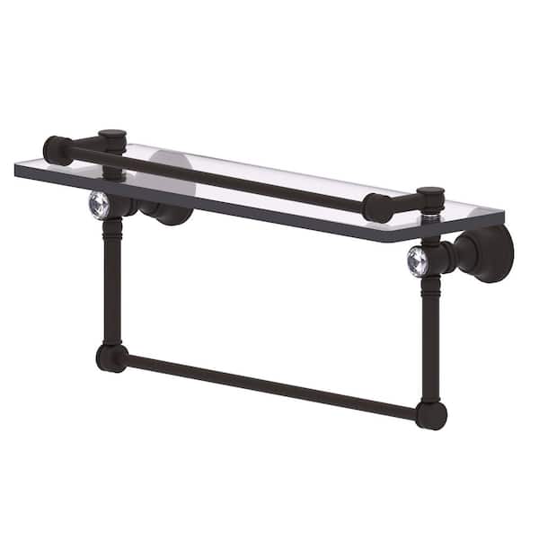 Carolina Crystal Collection 16 in. Glass Shelf with Gallery Rail in Antique Bronze