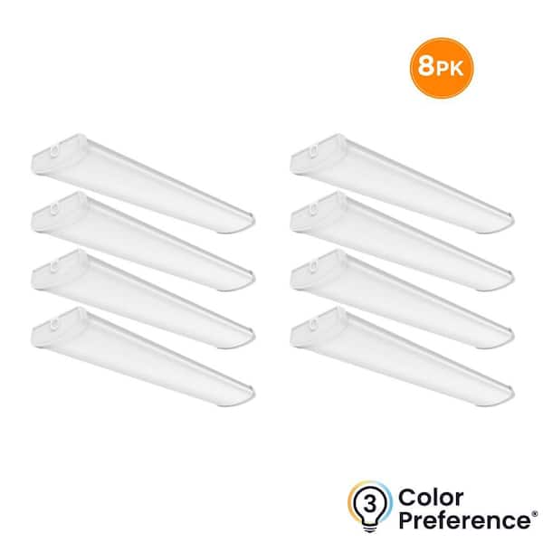 8-Pack 4 ft. x 8 in. 5200 Lumens, Integrated LED White Wraparound Light Fixture, Selectable 3000K 4000K 5000K, Dimmable