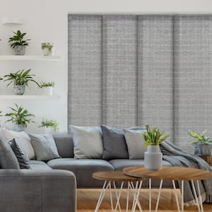 Munich Castle Pleated Natural Woven Adjustable Sliding Panel Blind with 23 in. Slates Up to 86 in. W x 96 in. L
