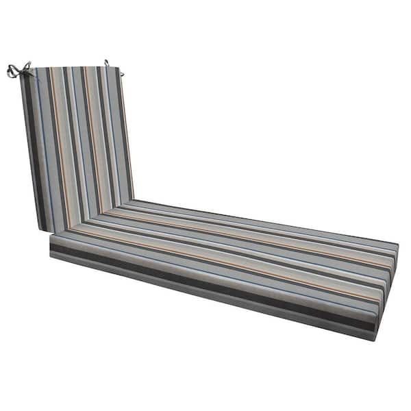 Honeycomb Outdoor Chaise Lounge Chair Cushion Stripe Stone Beige