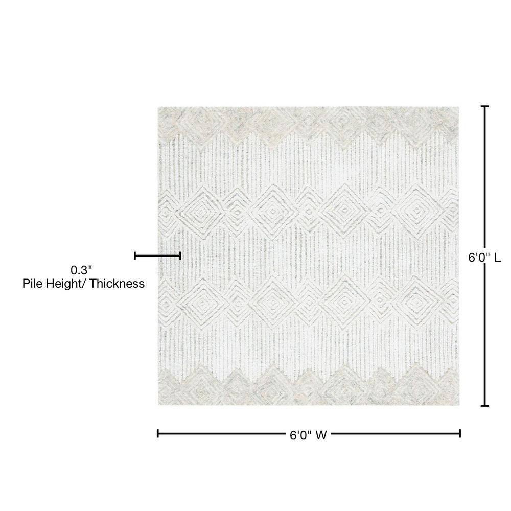 Ivory Elegance 6' Square Hand-Tufted Wool Area Rug