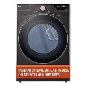 7.4 Cu. Ft. Vented SMART Stackable Electric Dryer in Black Steel with TurboSteam and Sensor Dry Technology