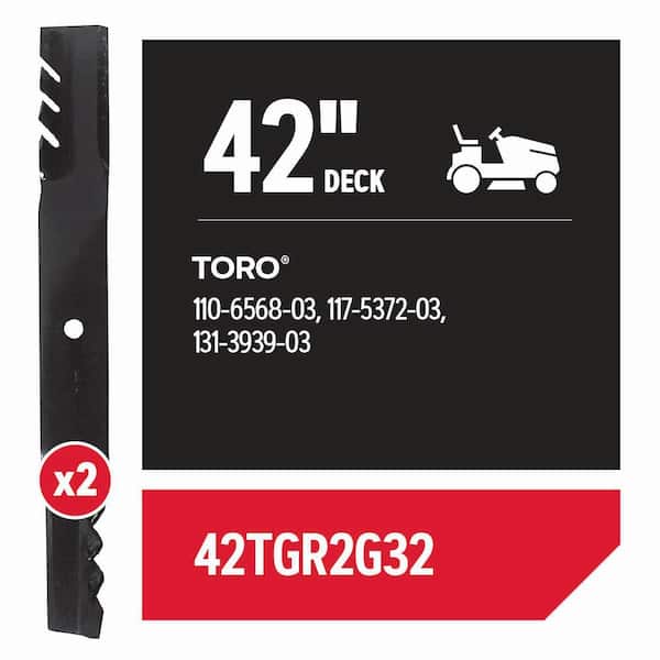 Riding Lawnmower Gator Blades for 42 in. Deck, Fits Toro/Exmark Riding Mowers, set of 2 (42TGR2G32)