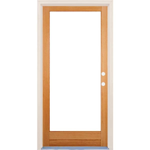 Builders Choice 30 in. x 80 in. Left-Hand/Inswing Full Lite Low-E Clear Glass Unfinished Fir Wood Prehung Front Door