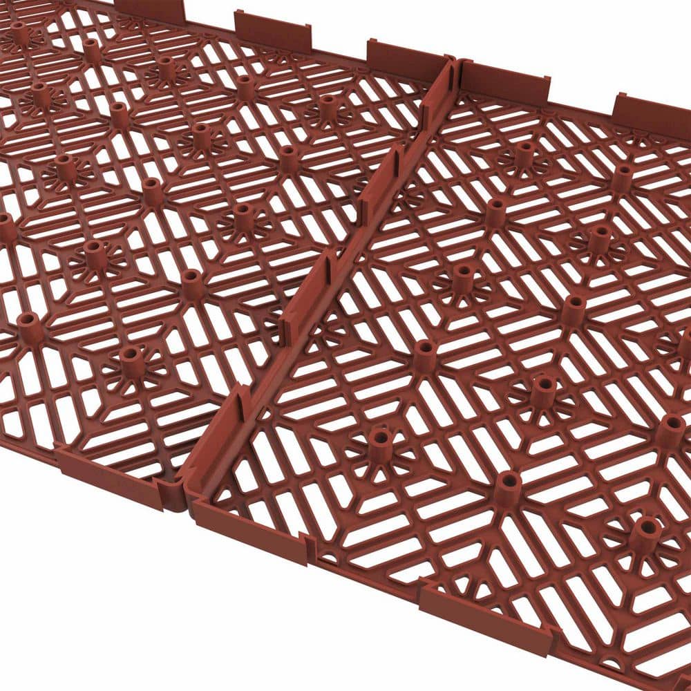 Terracotta Polypropylene Interlocking Outdoor Deck Tiles, 30-Pack