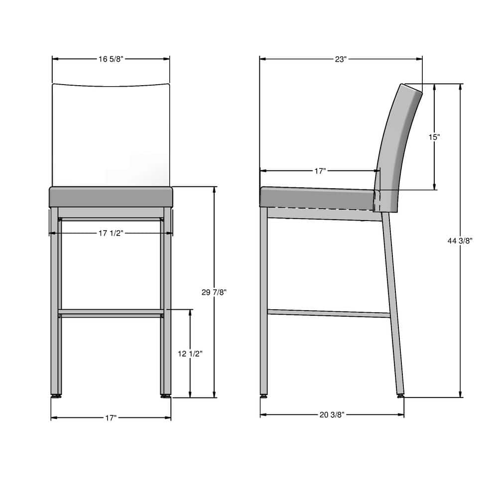 Perry Elegance 44.5'' Cream Faux Leather Barstool with Metallic Grey Frame