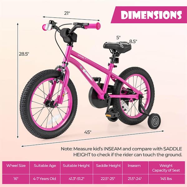 Costway 16 in. Kid's Bike for 4-Years to 7-Years Old with