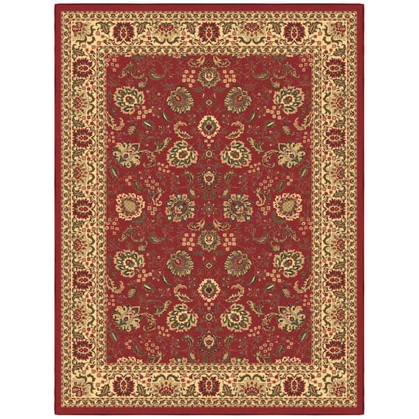 Ottomanson Ottohome Collection Non-Slip Rubberback Oriental Design 5x7 Indoor Area Rug, 5 ft. x 6 ft. 6in., Dark Red