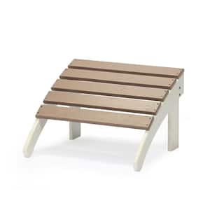HDPE Plastic Outdoor Adirondack Ottoman Footrest in Brown and White