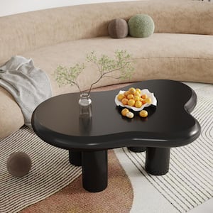 Allan 39.3 in. Black Kidney-Shaped Engineered Wood Coffee Table for Living Room