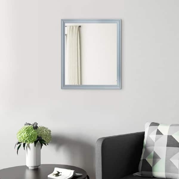 Benjara 1 in W x 39 in H Gray Modern Rectangular Wood Frame Wall Mirror