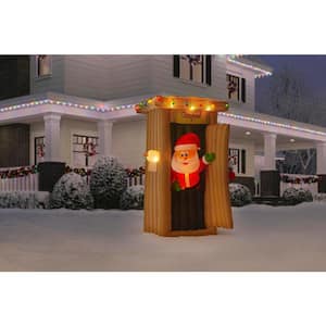 6 ft. H x 3.61 ft. W Animated Inflatable Santa Coming Out of the Outhouse with Lights Scene
