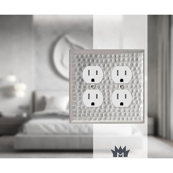 Art Deco Step Satin Nickel - Cable Wall Plates - Wall Plates & Outlet Covers