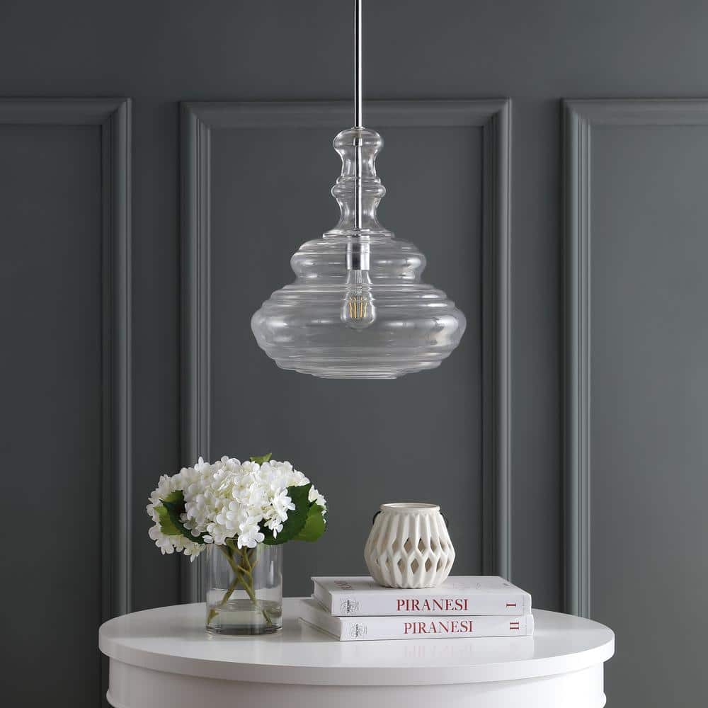 Bettina 13.37" Chrome Polished Clear Glass LED Pendant