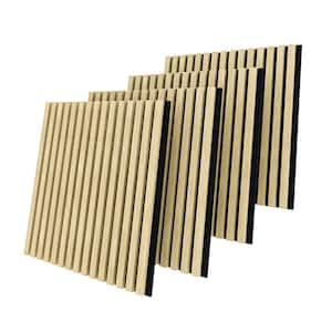 23.6 in. x 23.6 in. Natural Wood Square Wall Panels Decorative Sound Proof Acoustic Panels Shiplap Panel (4-Pack)