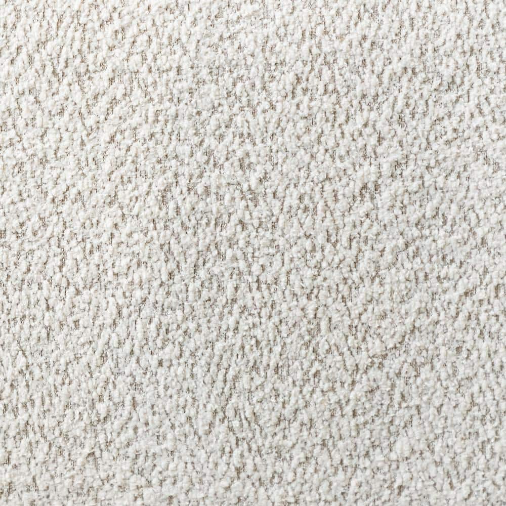 85" Off-White Boucle Fabric Curved Sofa with Wooden Legs