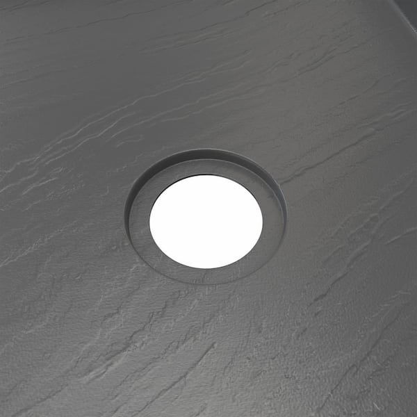 SlimLine 60 in. x 34 in. Alcove Single Threshold Shower Pan Base with Right Drain in Slate Gray