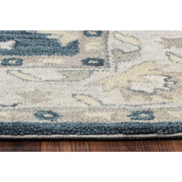 Unbranded - Napoli Blue/Ivory 9 ft. x 12 ft. Border/Floral/Persian Area Rug