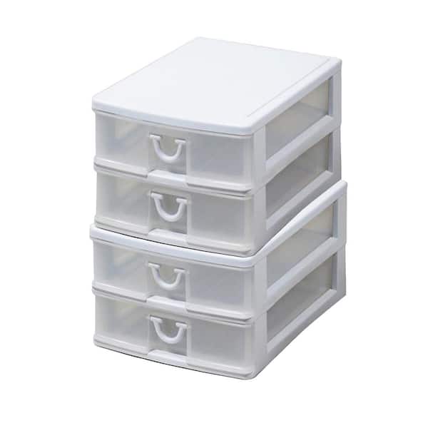 GRACIOUS LIVING Clear Mini 2 Drawer Desk and Office Organizer with White  Finish 92102 - The Home Depot