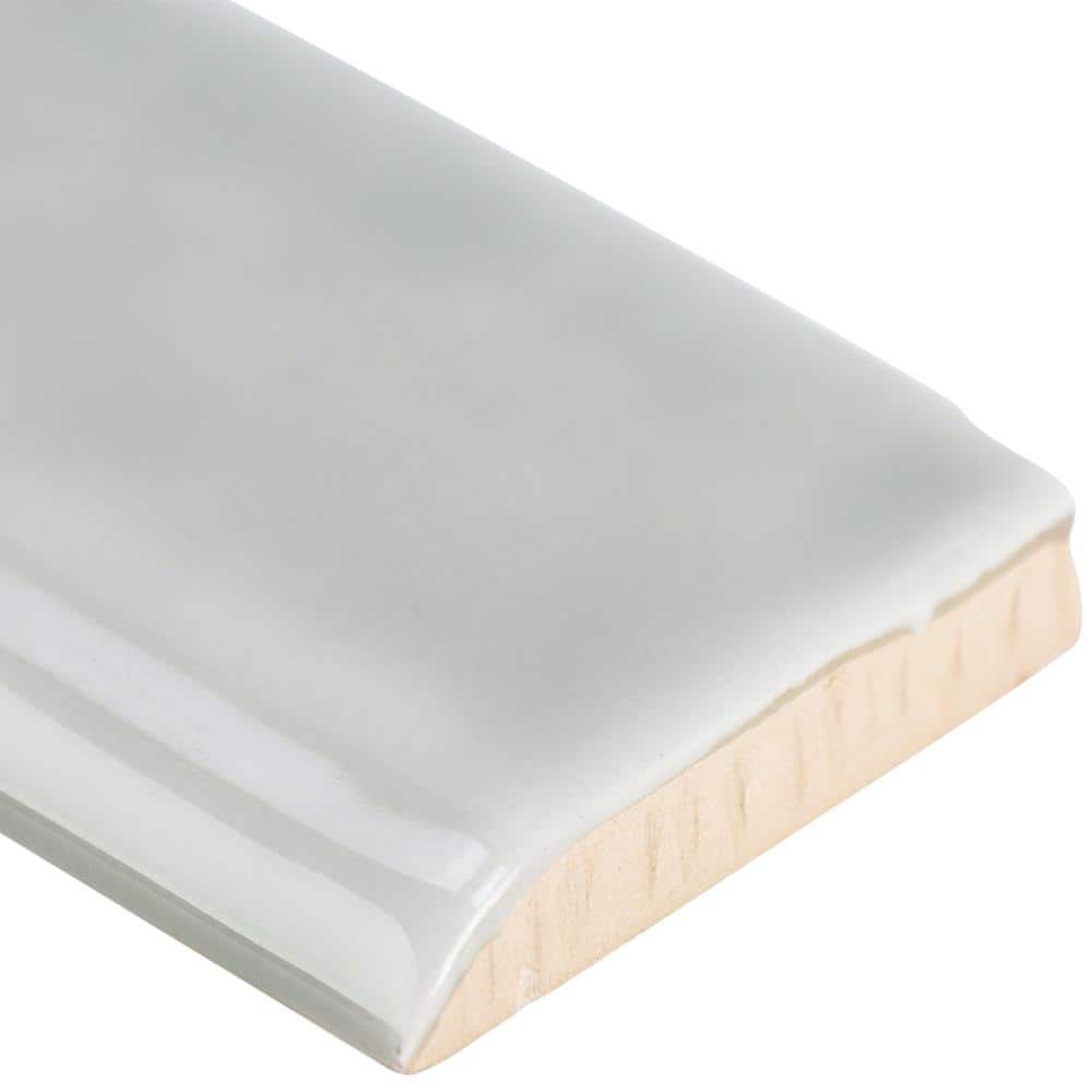 Taupe Polished Ceramic Bullnose Wall Tile Trim, 2x10