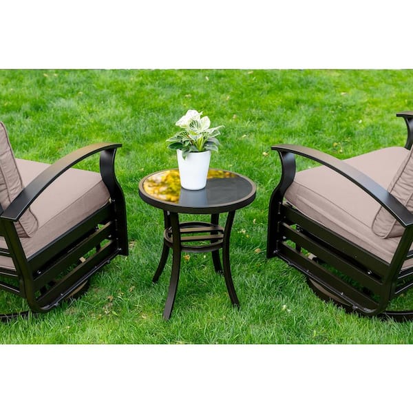 Halmuz 3-Piece Aluminum Swivel Outdoor Rocking Chairs Patio