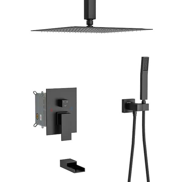 Single Handle 1-Spray Tub and Shower Faucet 1.8 GPM in. Matte Black Valve Included