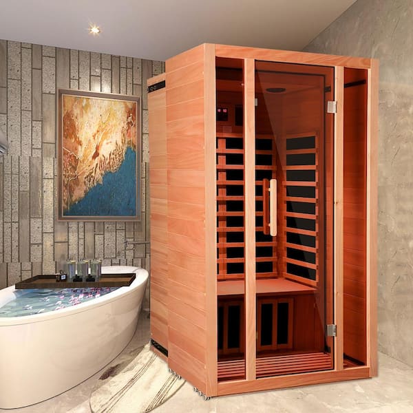 Vanity Art 2-Person Extendable Indoor FAR Infrared Sauna Bluetooth Compatible with 6-Carbon Heaters