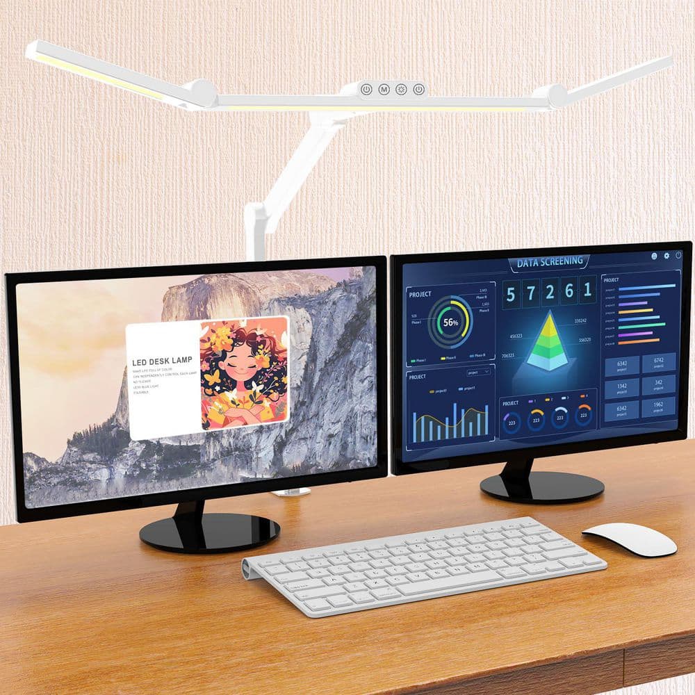 28.5 in. White LED Architect Clip-On Desk Lamp with Clamp, 24-Watt Bright Rotatable Light, Stepless Dimming & Tempering. price history on PriceWatchPro