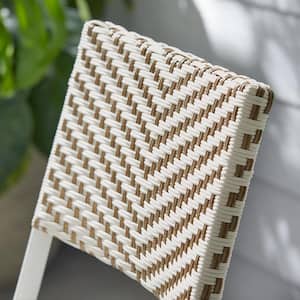 Mix and Match Steel Wicker Folding Serena Chevron Outdoor Dining Chair (2-Pack)